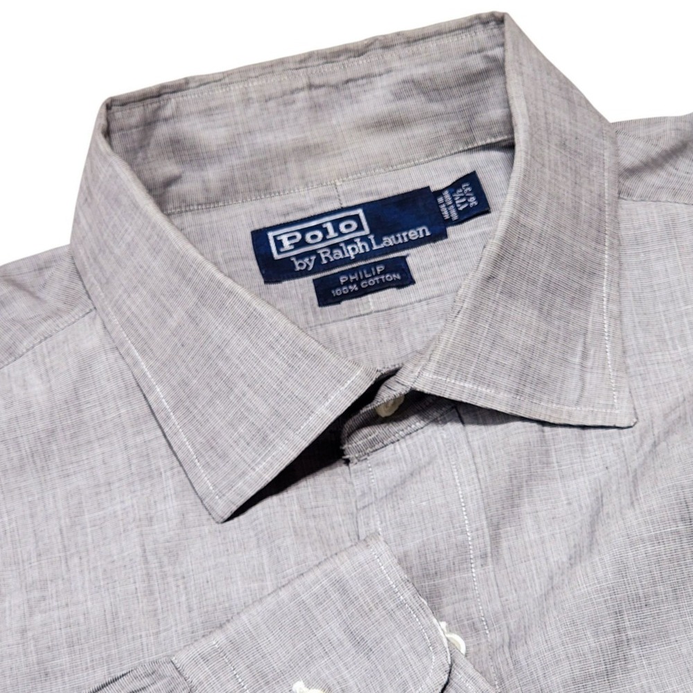 Polo Ralph Lauren Button Down Men 17.5 Gray Philip Cotton Long Sleeve Shirt